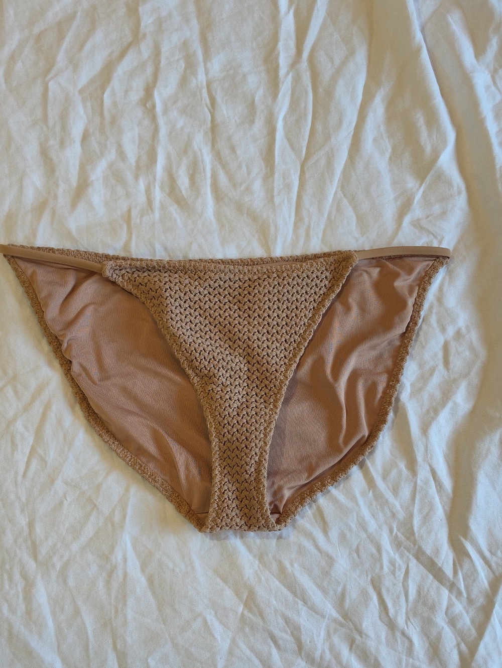 aerie Tan Textured Crochet Bikini Bottom
